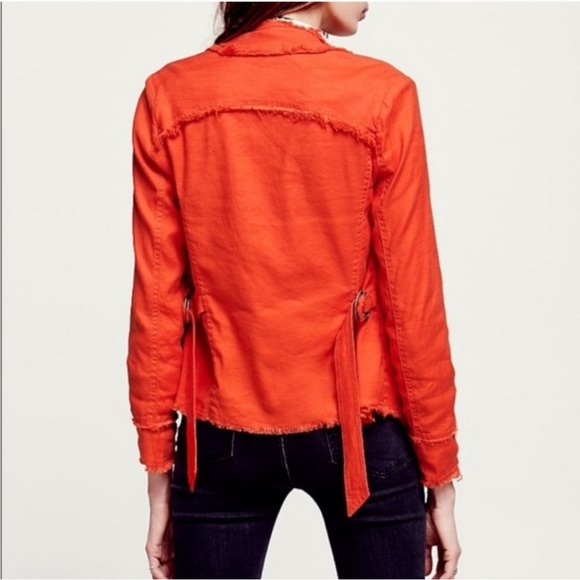 Free People Red Draped Linen Jacket - Picture 2 of 12